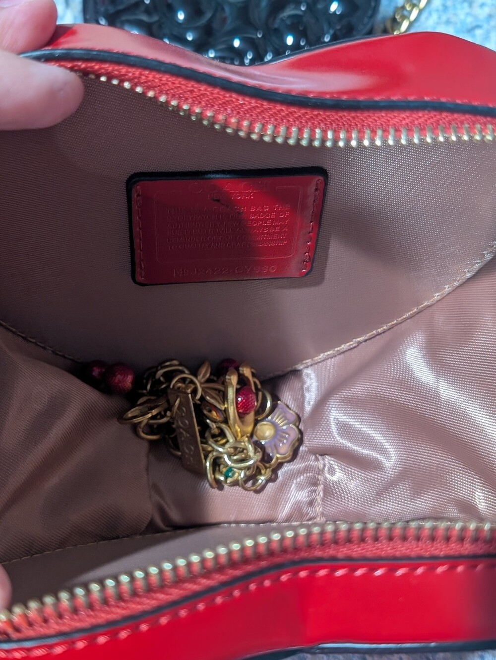 C Heart-Shaped Red Crossbody with Gold 'C' Accent - Picture 3 of 3